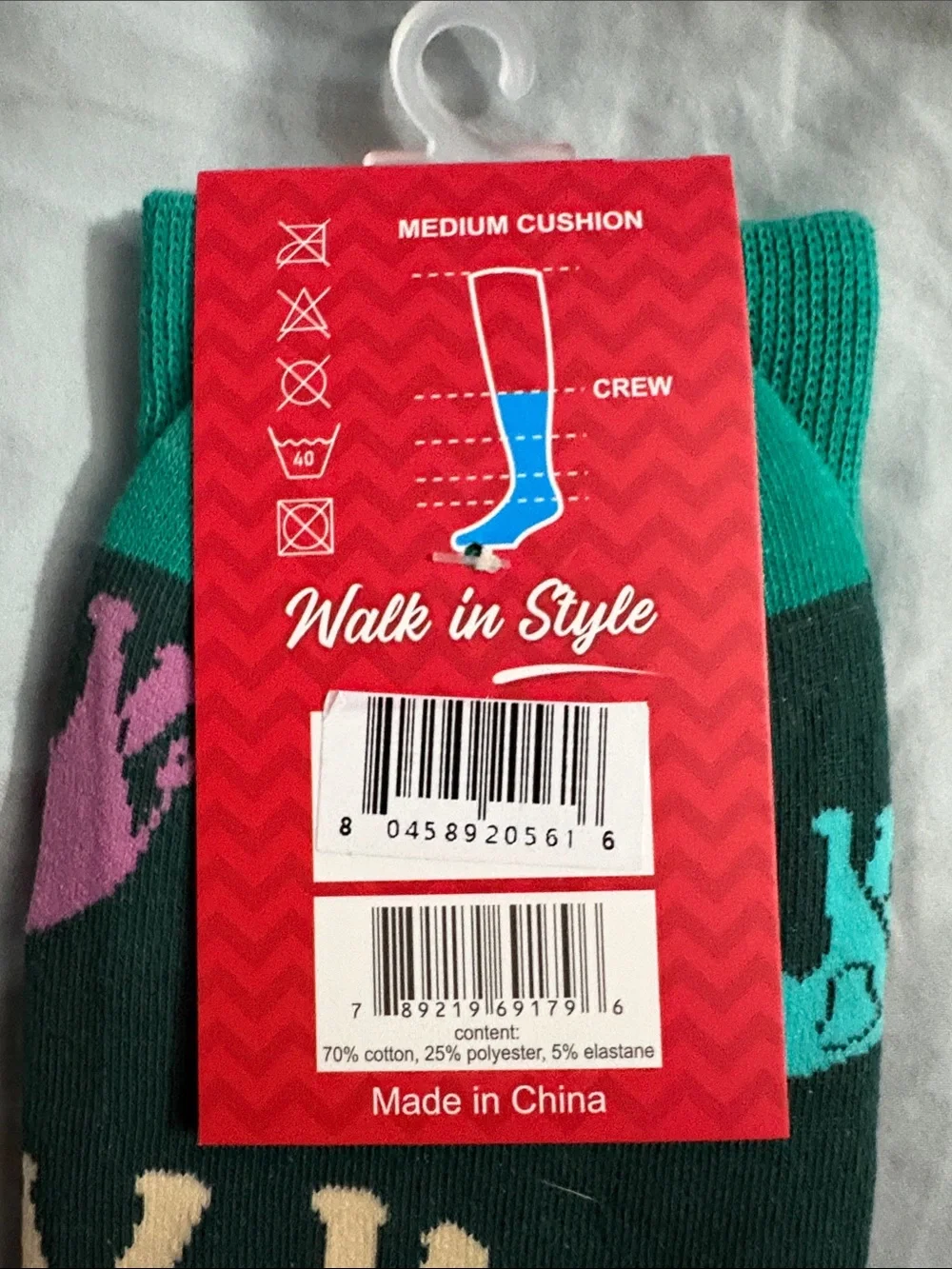 Sillies Men's Dark Green Elephant Pattern Casual Socks